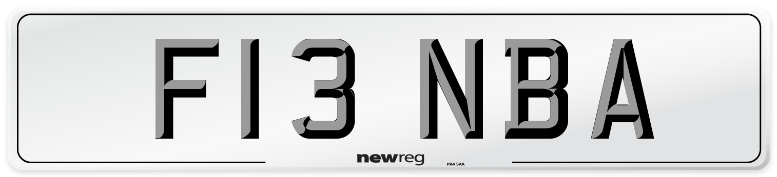 F13 NBA Number Plate from New Reg